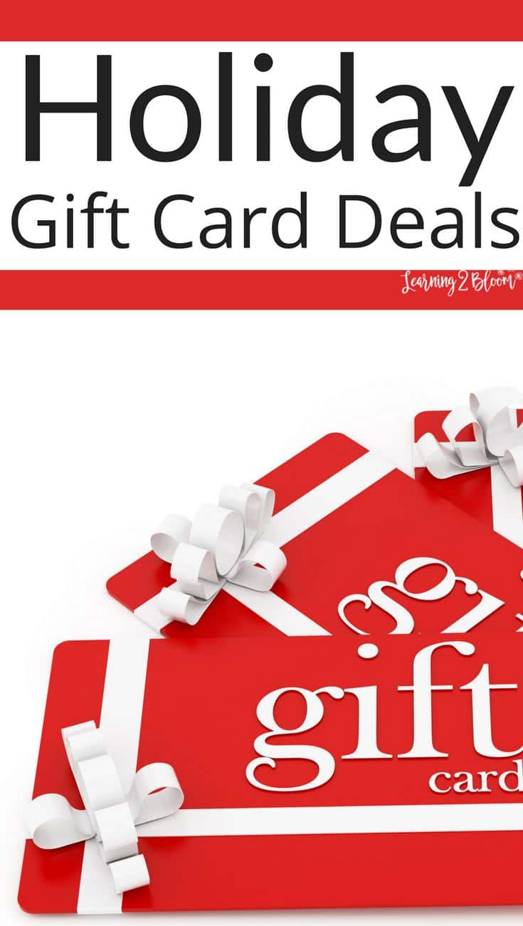 This lady updates these gift card deals each year!..Holiday gift card ideas that are usually offered between September to January each year. This is the perfect gift or the perfect way to save money on gifts that you buy for Christmas or other holidays.