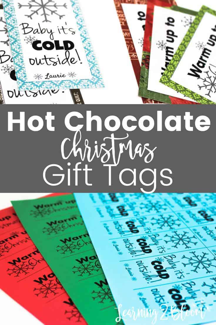 Hot Chocolate Christmas gift tags. Perfect small gift idea for neighbors, friends, teacher, relative, family, or students. Such a simple way to download, print and attach to your hot cocoa gift.