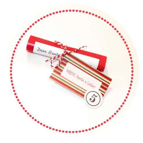 5. Write Santa a Letter tag tied to a rolled up letter to santa