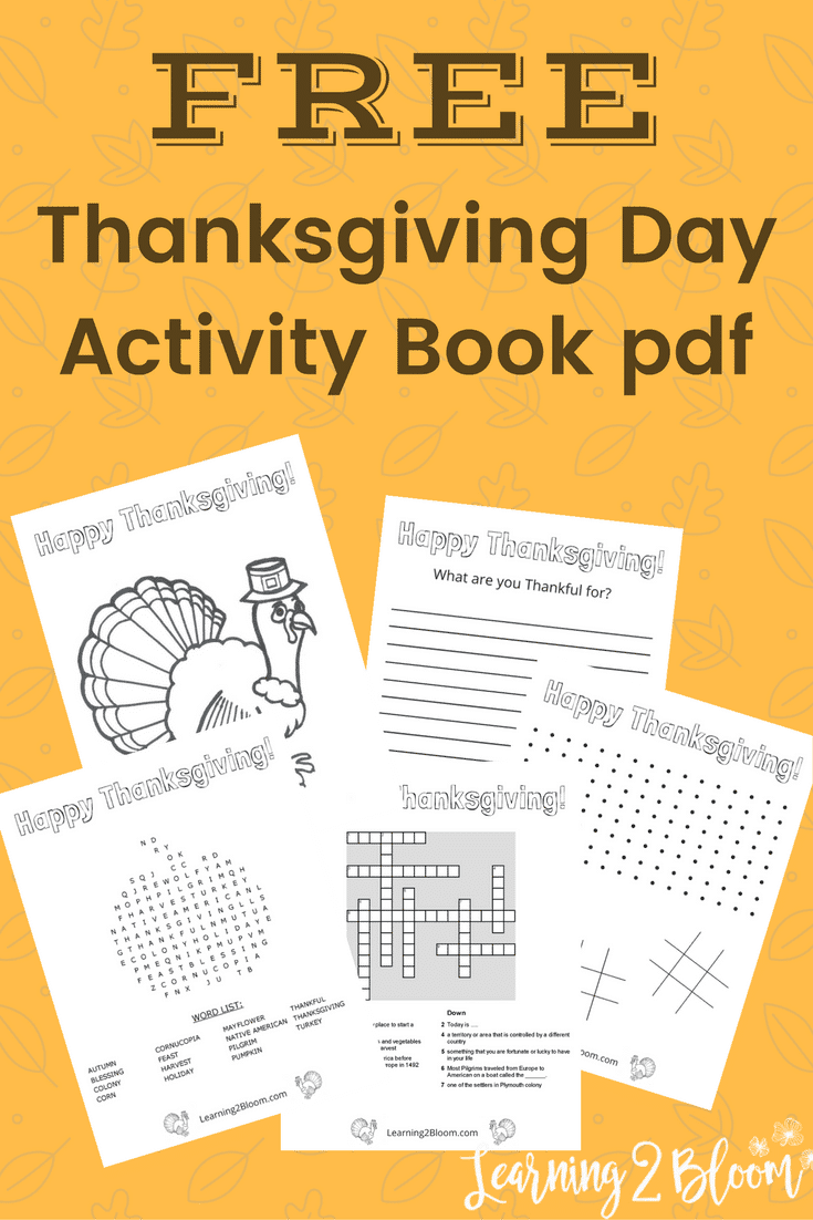 Free Thanksgiving Day activity book to keep the kids busy during Thanksgiving preparation