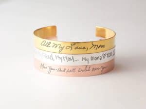 3 bracelets with handwritten notes