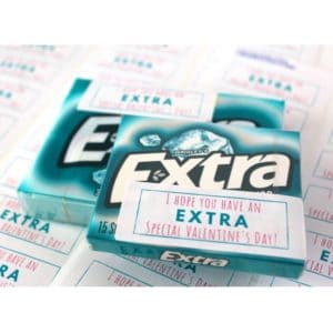 Extra gum package with label that says "I hope you have and Extra special Valentine's day"